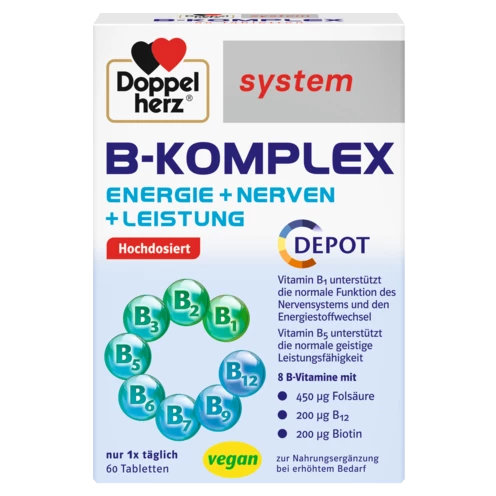 Abbildung der Produktverpackung Doppelherz system B-KOMPLEX DEPOT Frontansicht
